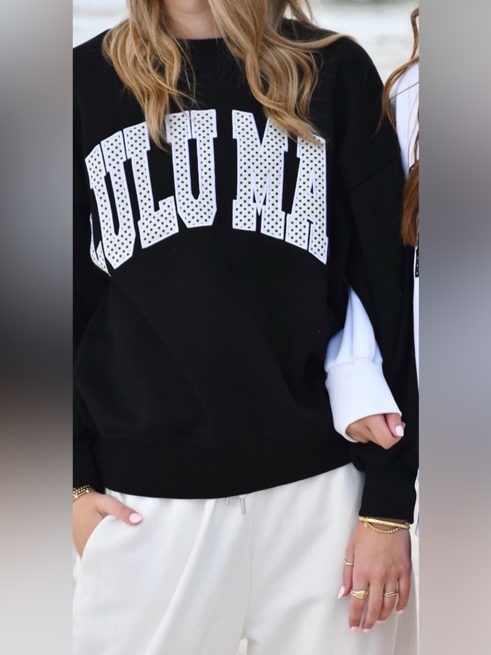 Lulu Mac Black And White Polka Dot Sweatshirt